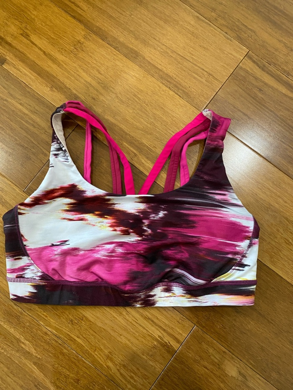 lululemon athletica Pink Multi-Stripe Strappy Sports Bra